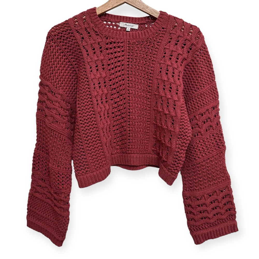 Madewell Open Stitch Crochet‎ Knit Cropped Sweater Medium